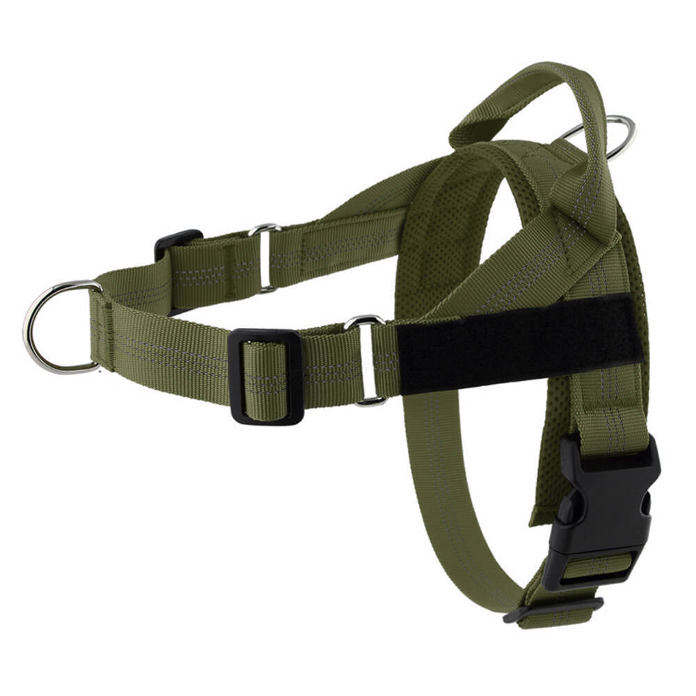 Army green padded dog harness